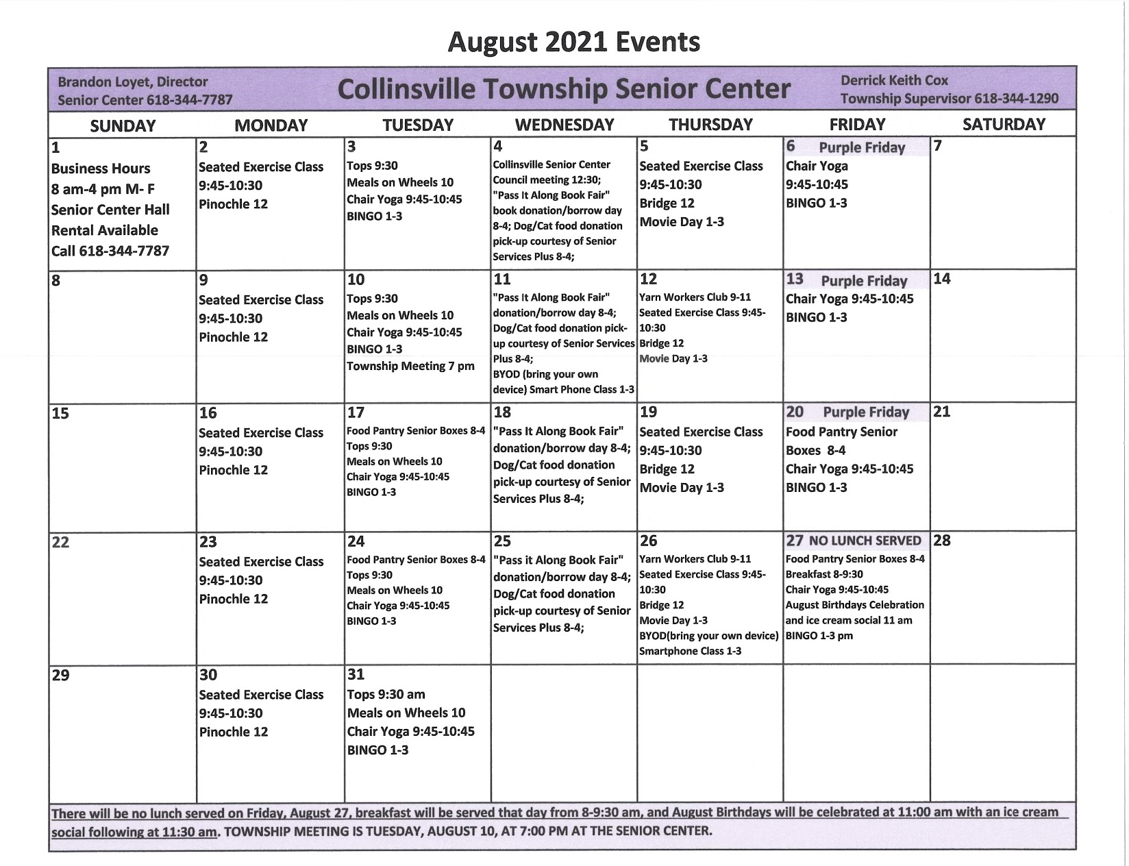 2024 Senior Calendar: Planned Trips & Events 2024 Senior Calendar: Planned Trips & Events