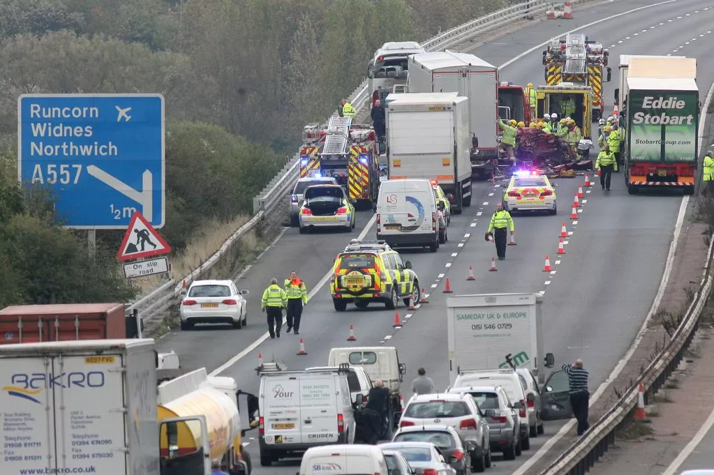 Casualty Treated After Car Overturns On M56 Motorway Casualty Treated After Car Overturns On M56 Motorway