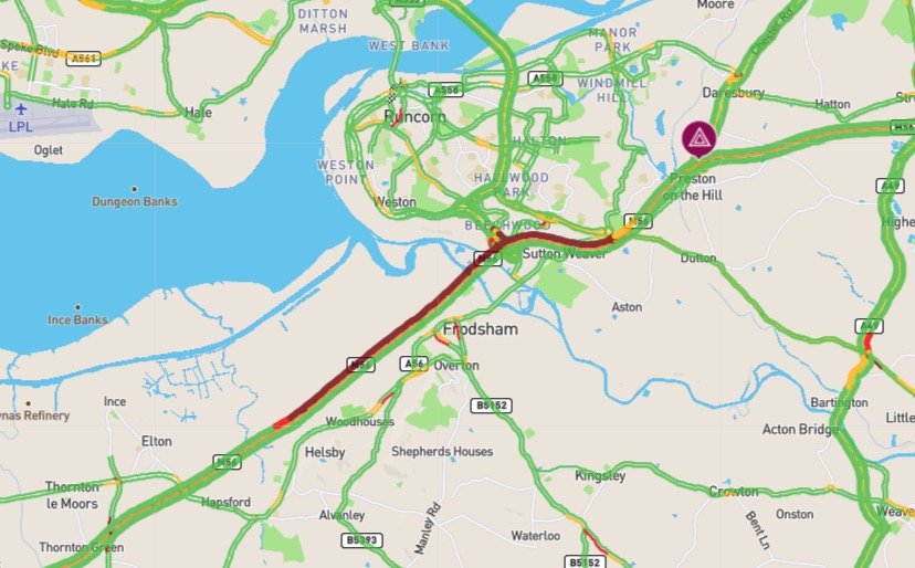 Delays On M56 Near Cheshire/Deeside Border Due To Collision Delays On M56 Near Cheshire/Deeside Border Due To Collision