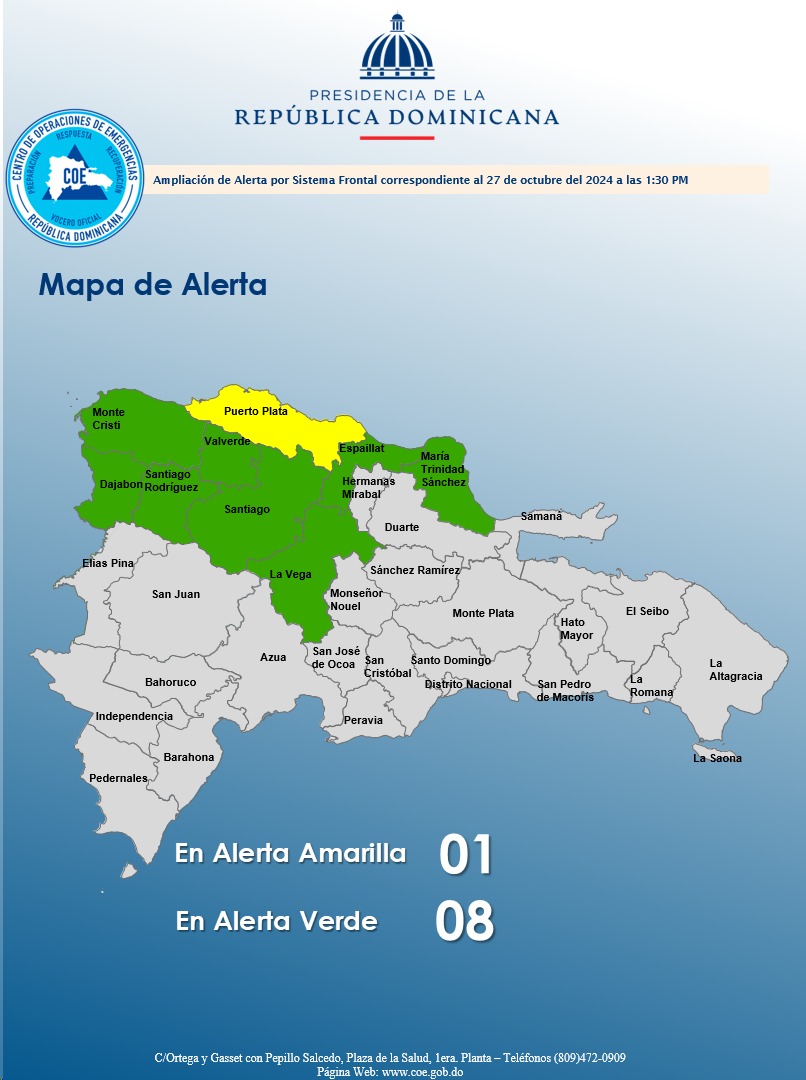 El COE Declara Alerta Amarilla En 9 Provincias Y Verde En 5 El COE Declara Alerta Amarilla En 9 Provincias Y Verde En 5