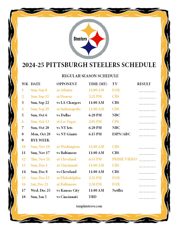 Examining The Possible Pittsburgh Steelers 2025 Football Schedule Examining The Possible Pittsburgh Steelers 2025 Football Schedule