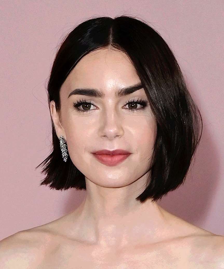 Lily Collins' Beauty Inspiration: Bob Hairstyle, Full Brows, And Nude Makeup Lily Collins' Beauty Inspiration: Bob Hairstyle, Full Brows, And Nude Makeup