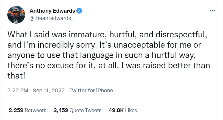 NBA Fines Anthony Edwards $50,000 For Vulgar Response To Fan NBA Fines Anthony Edwards $50,000 For Vulgar Response To Fan
