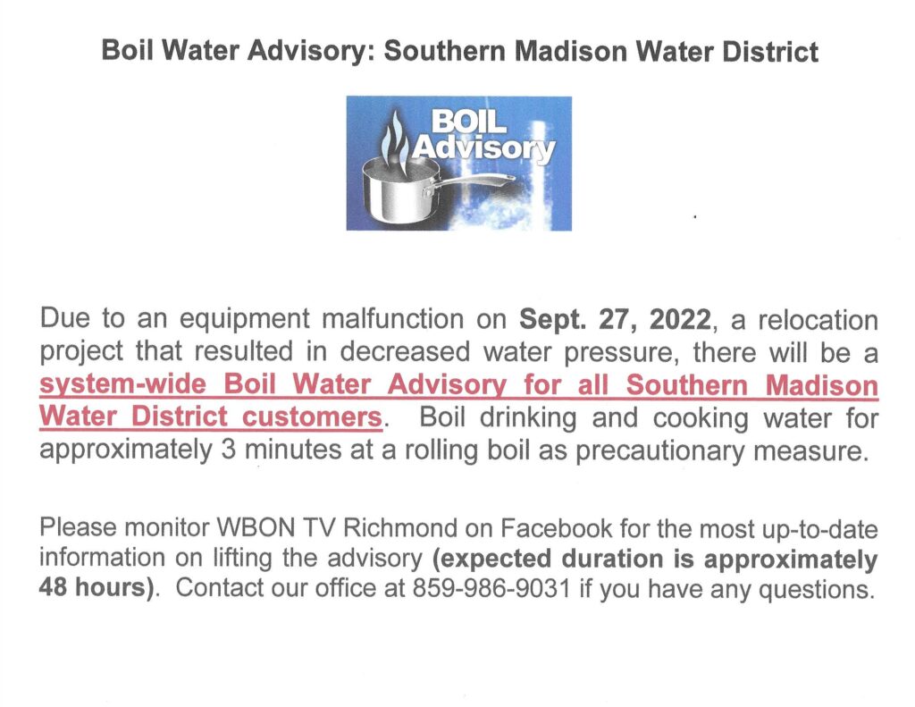 Pulaski Residents Under Boil Water Advisory Until Saturday Pulaski Residents Under Boil Water Advisory Until Saturday