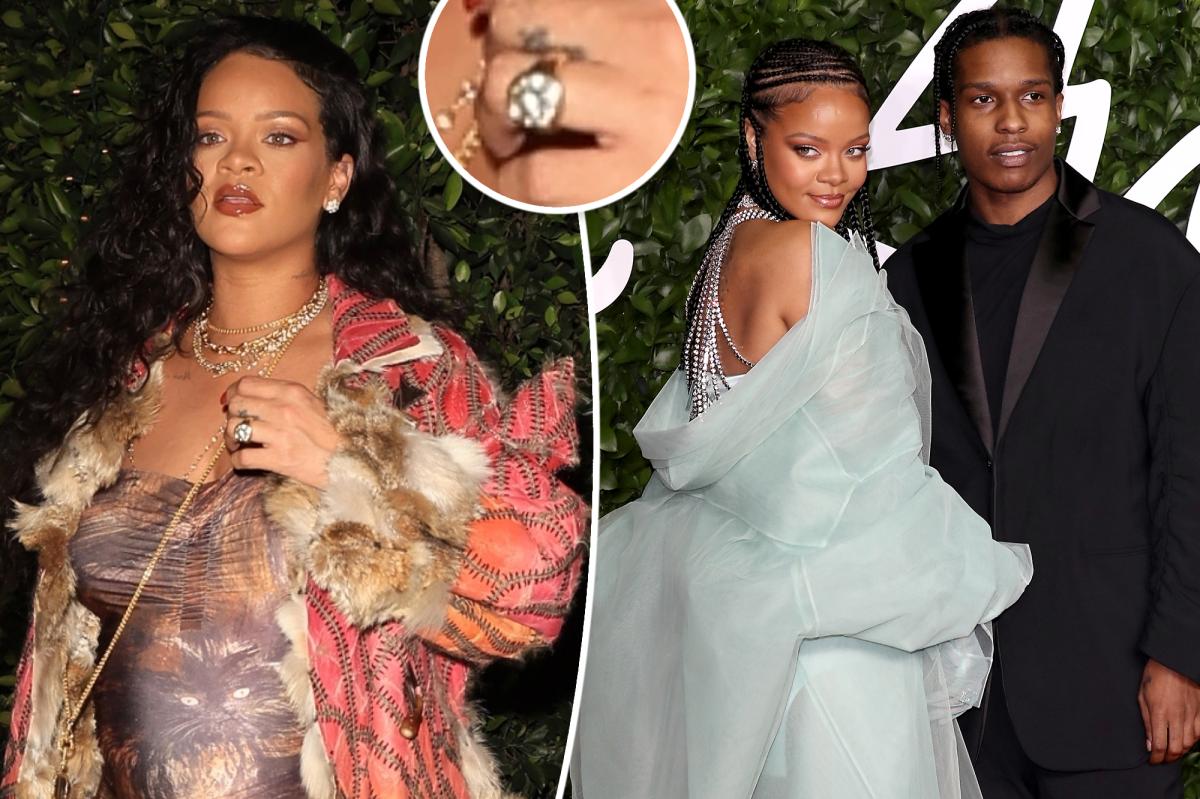 Rihanna Debuts Giant Engagement Ring, Paired With Chic Cherry Red Heels Rihanna Debuts Giant Engagement Ring, Paired With Chic Cherry Red Heels