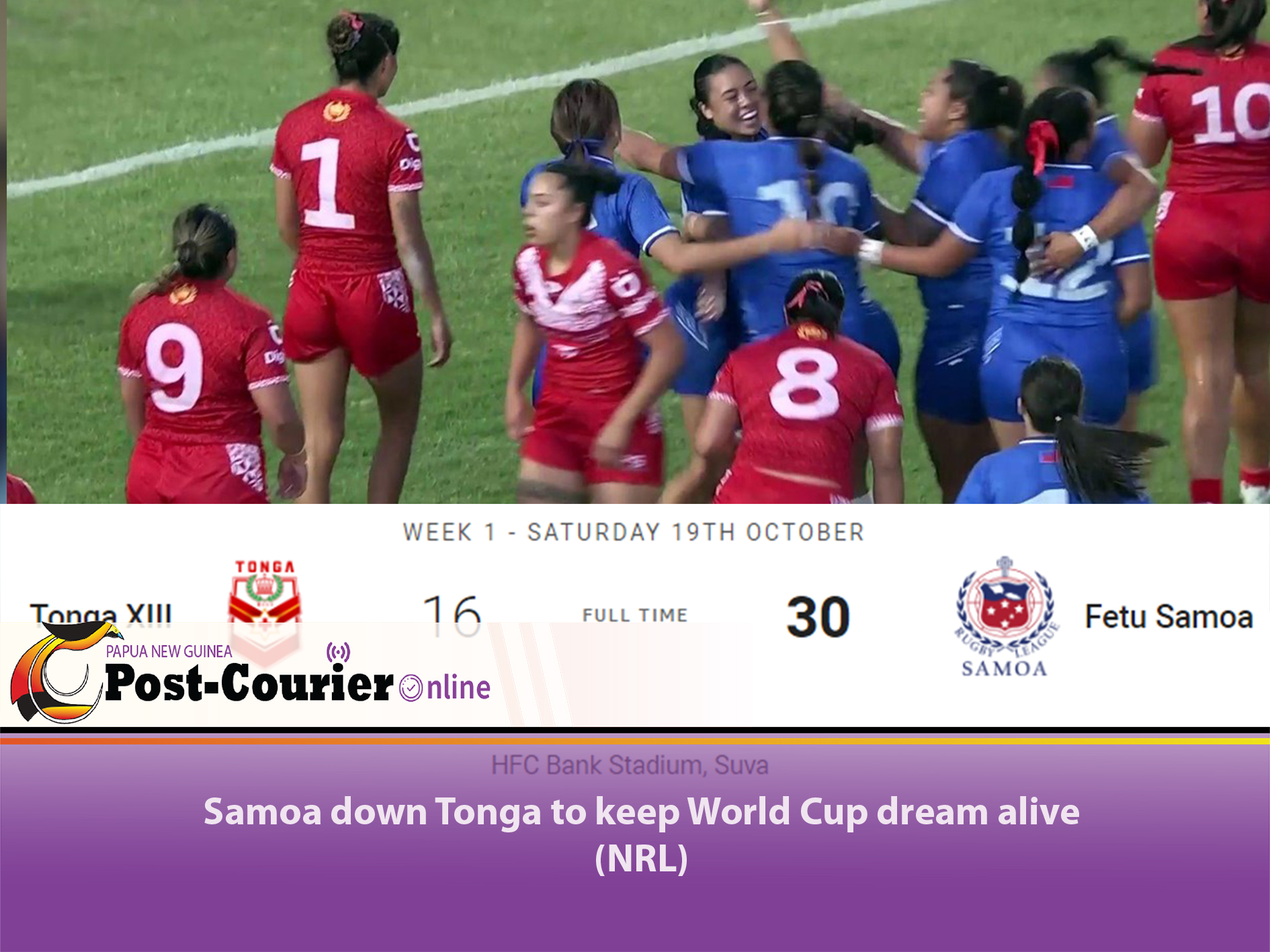 Samoa's World Cup Hopes Dashed By Tonga Samoa's World Cup Hopes Dashed By Tonga
