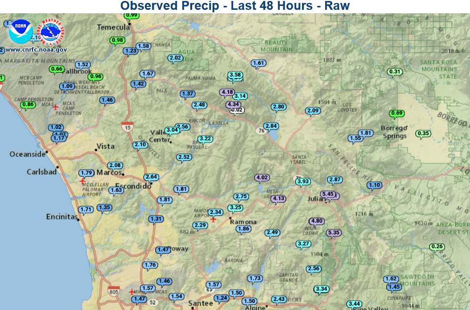 San Diego Rain Totals: CBS8.com's Latest Update