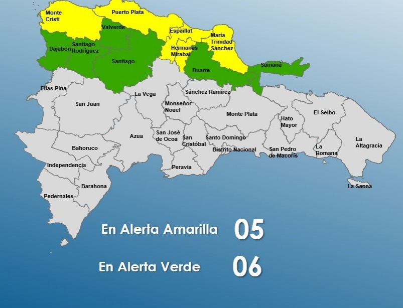 Sistema De Alerta Del COE: 9 Provincias En Amarillo, 5 En Verde Sistema De Alerta Del COE: 9 Provincias En Amarillo, 5 En Verde