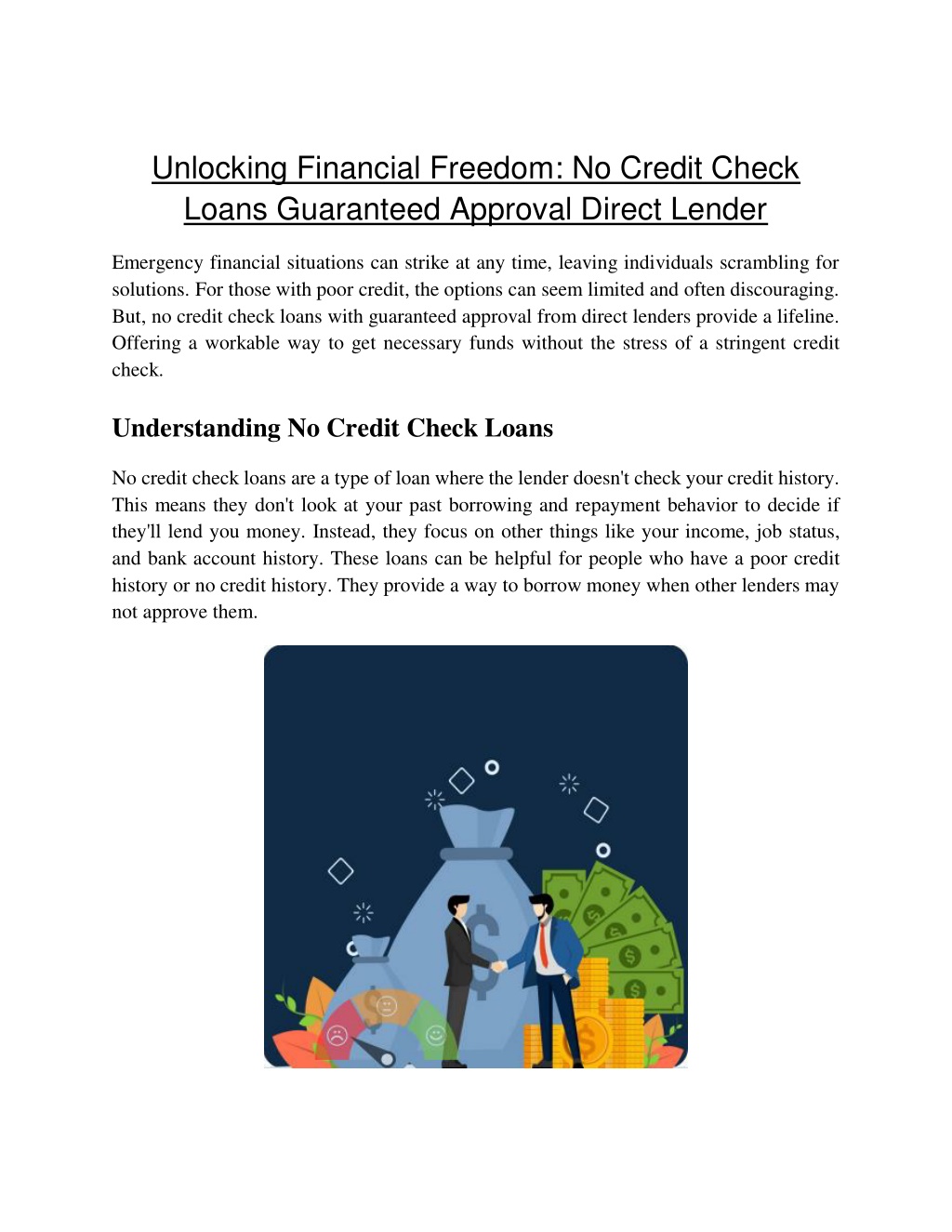 Understanding No Credit Check Loans With Guaranteed Approval From Direct Lenders Understanding No Credit Check Loans With Guaranteed Approval From Direct Lenders